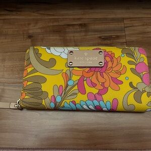 Kate Spade Yellow and Pink Wallet Vibrant Floral Design